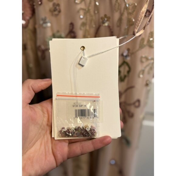 NWT Mac Duggal Floral Sequined Embellished High Neck Butterfly Sleeve Gown SZ 14 - Picture 6 of 14